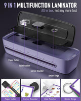 Laminator Machine 13 Inch Wide Thermal Lamination 9 in 1 Cold Hot A3 Laminating Machine for Teacher Personal, 60s Warm-Up No Jam laminator Machine 11x17 with 30 Laminating Sheets for Home Office Use Qfun