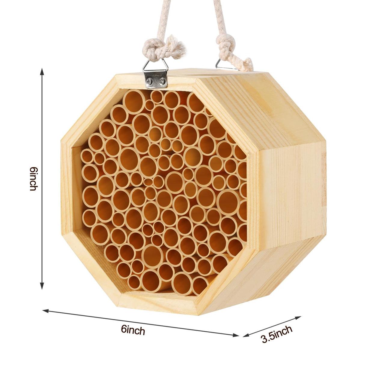 Mason Bee House - Handcrafted Natural Wooden Bee Hotel with Waterproof Wax Coating - Attracts Peaceful Pollinators, Enhances Garden Productivity NASIDE