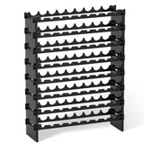 Domax Wine Rack Freestanding Floor - 8 Tiers Wine Bottle Holder 72 Bottle Stackable Wine Rack， Bamboo Wine Holder Wine Storage Racks for Kitchen, Bar, pantry and Cellar (Black) Domax