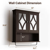 RoyalCraft Bathroom Medicine Cabinet Wall Mounted, Over The Toilet Storage Cabinet with Towel Rack and Adjustable Shelf, Large Bathroom Towel Cabinet Wall Mount 22 * 25 inch (Brown) RoyalCraft