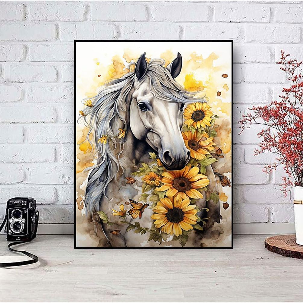 bleihum Horse Diamond Art Kits for Adults- 5D Diamond Painting Kits Horse, Horse Gem Painting Arts Crafts for Adults Home Wall Decor (12x16 Inch) bleihum