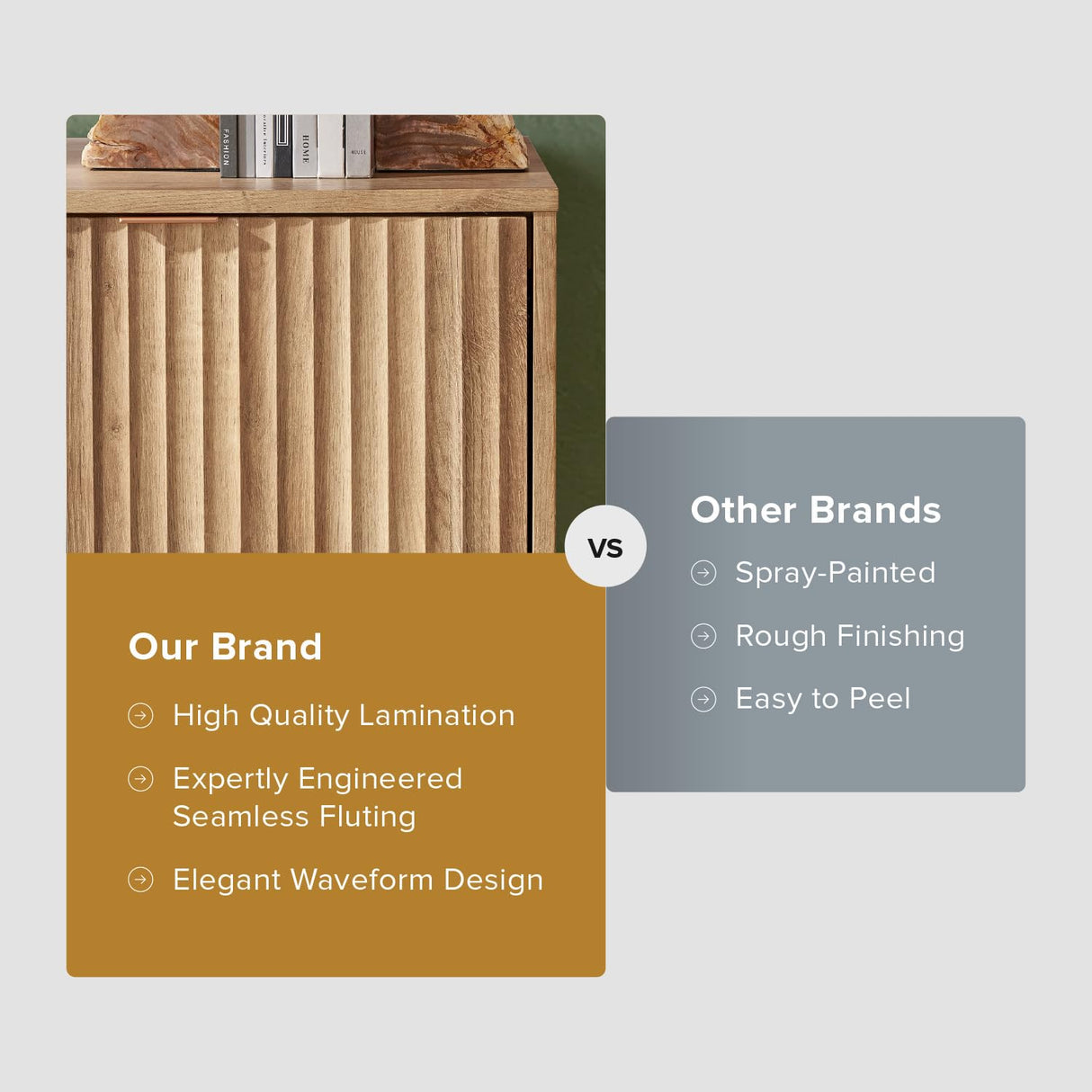 mopio Brooklyn Storage Cabinet, Modern Farmhouse Entryway Accent Cabinet, Buffet Sideboard, Credenza, Wood Modular Cabinet with Doors & Shelf, Fluted Panel, for Living Room, Dining Room, Kitchen, Oak mopio