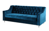 Iconic Home Dylan Velvet Modern Contemporary Button Tufted with Silver Nailhead Trim Round Acrylic Feet Sofa Iconic Home