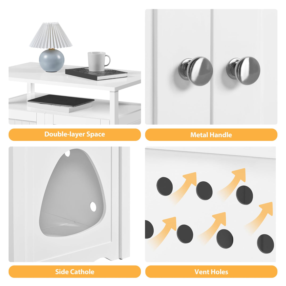 Yaheetech Cat Litter Box Enclosure, Large Hidden Litter Box Furniture with Storage Shelf, Dog Proof Wooden Cat House with Removable Divider, Indoor Cat Washroom Pet Side Table Storage Cabinet Yaheetech