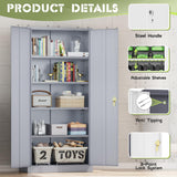 SUNCROWN Metal Storage Cabinet, 72" Locking Steel Garage Cabinets With 2 Door and 4 Adjustable Shelves, Tall Tool Cabinet for Home Office, School, Dark Grey SUNCROWN