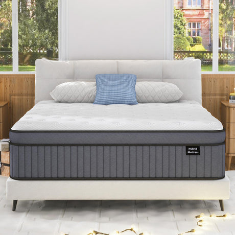 EEN EEN SLEEP 12 Inch King Size Mattress, Firm King Mattress in A Box, Hybrid Mattresses with Gel Memory Foam & Pocket Springs, Zoned Pressure Relief, Upgrade Support, CertiPUR-US, 365-Night Trial EEN EEN SLEEP