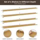 FLYJOE Picture Ledge Shelf for Wall, 72 inch Nursery Book Shelves 4 Packs, Large Floating Ledge Shelves for Kid's Room Bedroom Bathroom Living Room Photo Frames Office Nursery Wall Decor, Natural Oak FLYJOE