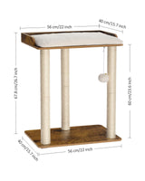 FourFurPets 26.7in Large Cat Tree Tower Condo, Cat Scratch Posts for Indoor Cats, Big Plate, Three 23.6in Full Sisal Scratching Posts, Rustic Brown FourFurPets