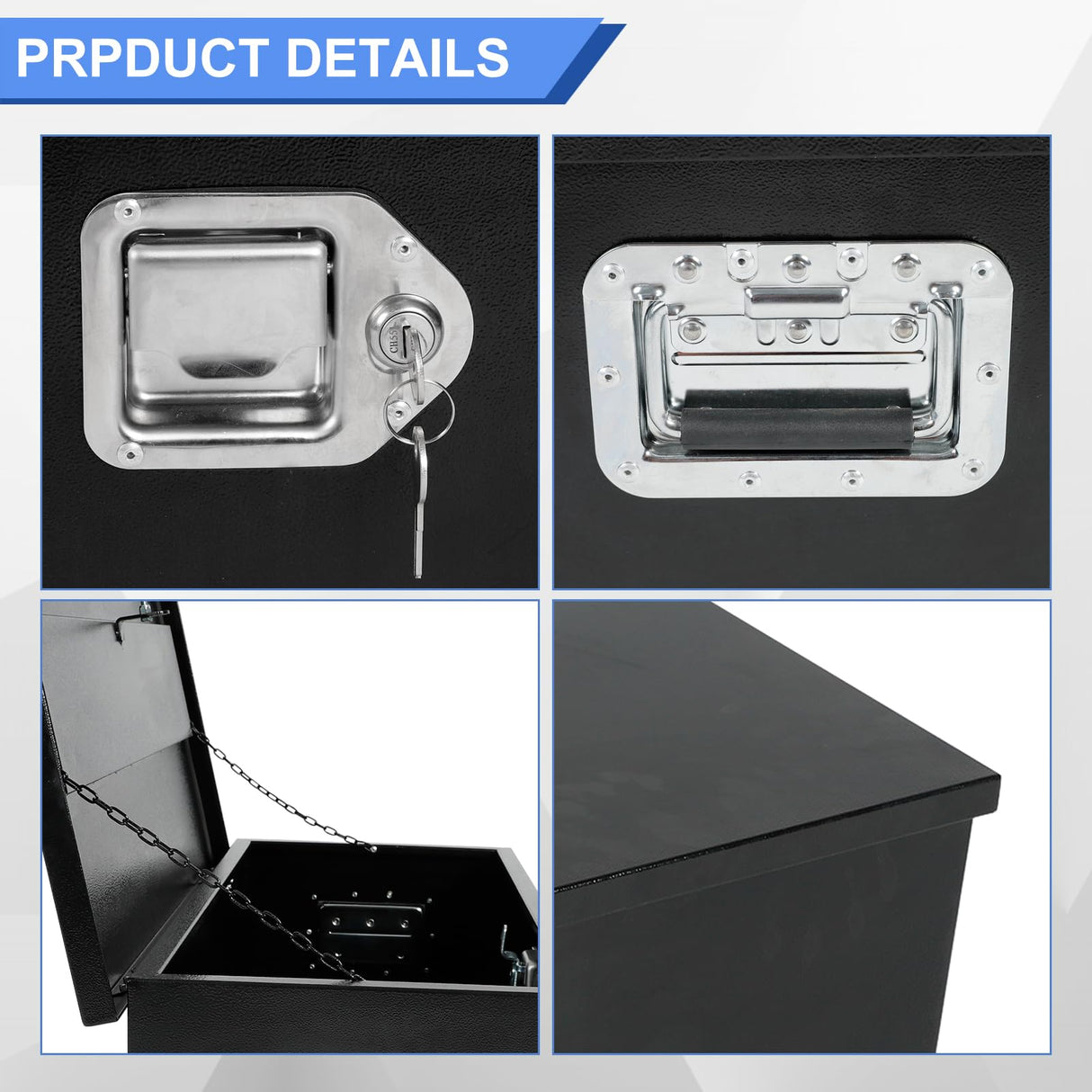 acylph Black Steel Heavy Duty Truck Tool Box Truck Storage Box for Pickup, Waterproof Tool Box Storage Organzer with Latch and Keys,30"x13"x10" acylph