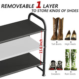 INGIORDAR Shoe Rack 3 Tier Long Storage Organizer Wide Metal Shoe Shelf for Closet Entryway Black INGIORDAR