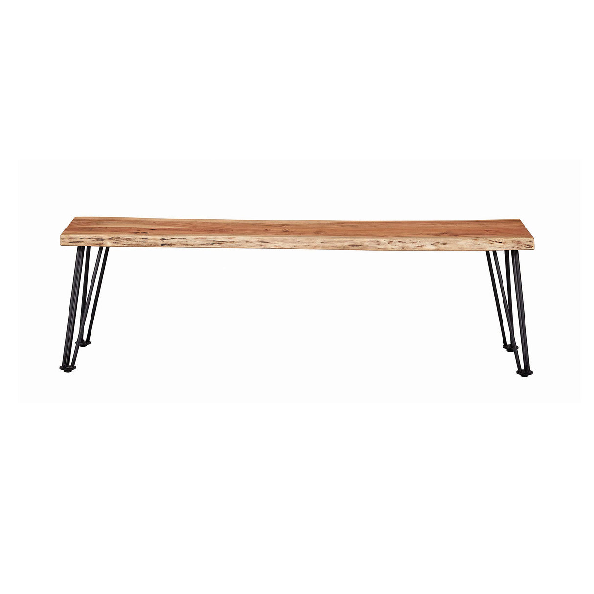 Coaster Furniture Sherman Modern Solid Wood Live Edge Dining Bench Metal Base Natural Acacia Gunmetal 190913 Coaster Home Furnishings