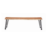 Coaster Furniture Sherman Modern Solid Wood Live Edge Dining Bench Metal Base Natural Acacia Gunmetal 190913 Coaster Home Furnishings