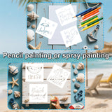 16pcs Beach Theme Stencils for Painting, 8in Reusable Plastic Ocean Stencils Perfect for DIY Summer Beach Art on Wood Fabric and Walls Tinoaly