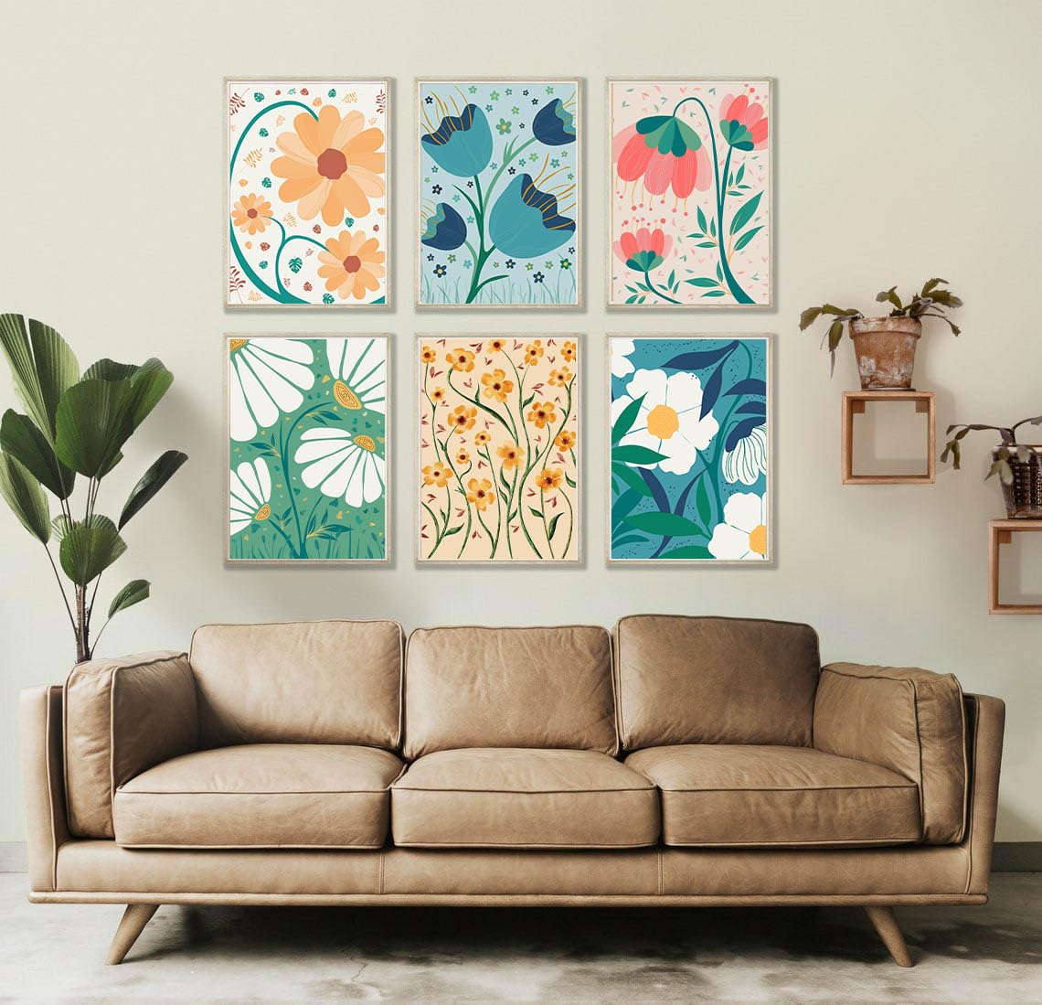 Baipisan 6 Packs Paint by Number for Adults Beginners,Flower Market Painting by Number Kits on Canvas Without Frame,Lanscape Craft Arts for Home Wall Decor Baipisan