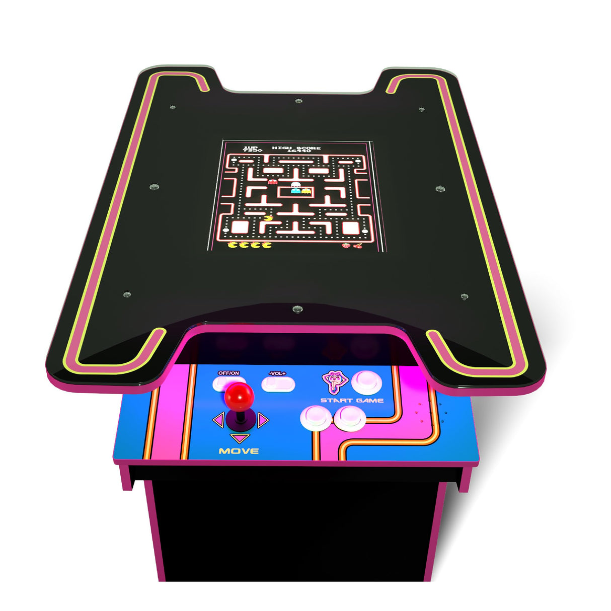 Arcade1Up Ms. PAC-MAN Head-to-Head Arcade Table with 12 Games, Multiplayer Control Panel, and 17-Inch Color LCD Screen, Black Series Edition ARCADE1UP