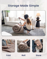 ZonLi Japanese Floor Futon Mattress Full Size 60"x 80",100% Cotton 2.5'' Thicken Tatami Mattress,Foldable Sleeping Pad,Portable Dormitory Tatami Mat,Roll Up Floor Lounger Bed for Adult (Grey) ZonLi