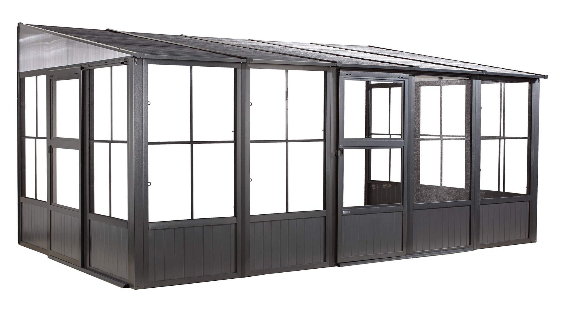 Sojag Outdoor 10' x 16' Charleston Wall-Mounted Solarium, Outdoor Sun Shelter and Shade Structure - WoodArtSupply