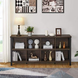 FATORRI Rustic 8-Cube Storage Organizer Bookshelf - Industrial Walnut Brown Bookcase for Living Room FATORRI