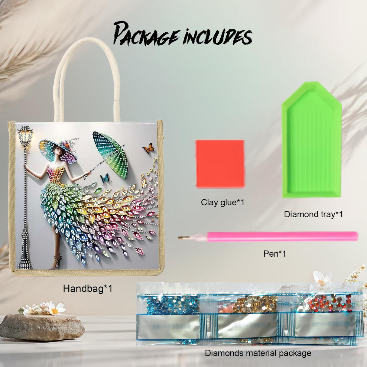 JZHYOAN DIY Diomand Art Tote Bags Kits,Diamond Painting Canvas Tote Bags for Adults, Portable Book Storage, Reusable Grocery Hand Storage Reusable Grocery Bag Canvas Gift Bags for DIY JZHYOAN