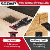 AMZWEI 16PCS Japanese Teeth Oscillating Tool Blade, CRV Extra Long Multi Tool Blade Kits for Wood Clean Cutting, Quick Release Oscillating Saw Blades Compatible with Dewalt Bosch Milwaukee Ryobi AMZWEI