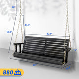VINGLI Upgraded Patio Wooden Porch Swing for Courtyard & Garden, Heavy Duty 880 LBS Swing Chair Bench with Hanging Chains for Outdoors (Black, 4 FT) VINGLI