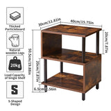 Aibiju Side Table for Bedroom, Narrow End Table Small, Mid-Century Modern Nightstand with Open Storage Shelf, Small Table Rustic Brown/Black YD-TM152H Aibiju