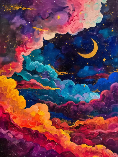 Abstract Sky 5D DIY Diamond Painting Kits for Adults, Moon Diamond Art Kits for Beginners, Full Drill Dot Painting Gem Art Kits for Home Wall Decor11.8 x15.7 Inch