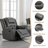 3 Seater Home Theater Recliner Manual Recliner Chair with Two Built in Cup Holders for Living Room,Bedroom, Grey Generic