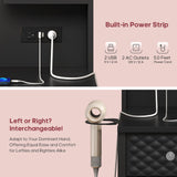 HAUOMS Vanity with Lights and Mirror, 11 Drawer Makeup Vanity with Power Strip, 6 Open Shelves, 43.3” Vanity Desk with Storage, Dressing Table with 3 Color Modes for Bedroom, Women, Girls, Black HAUOMS