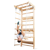 Wooden Swedish Ladder Wall Set – Kids Stall Bars for Exercise – Kids Swedish Gymnastic Wall Gym – Wood Stall Bar Gymnastics Playground – best Gym for all family all ages training stretching – Sport-2 WEDANTA