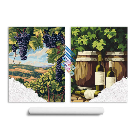 Cawpom Vineyard Paint by Number, Rustic Landscape Paint by Numbers Kit for Adults, Wine DIY Acrylic Painting, Wine Bottle Home Wall Decor(12x16 Inch, 2 Pack, No Frame) Cawpom