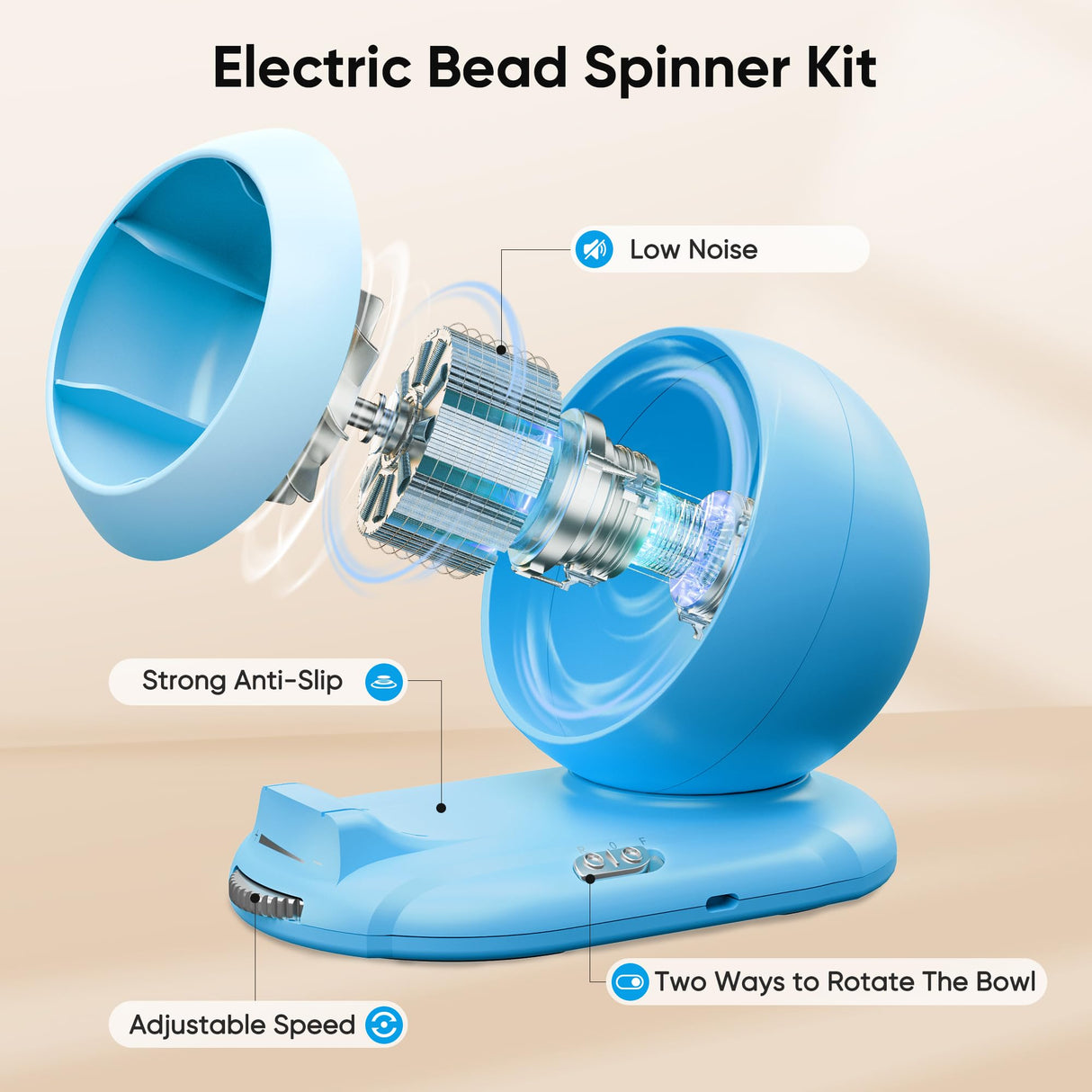 Aenebe Clay Bead Spinner Kit with 4500 Beads, Rechargeable Wireless Beading Tool with Dual Needles, Adjustable Speed Faster Jewelry Making for DIY Bracelets and Necklaces Aenebe