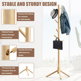 Haddockway Wooden Coat Rack Stand with 8 Hooks New Zealand Pine 3 Adjustable Coat Standing Tree Easy Assembly for Coats, Hats, Scarves and Handbags for Entryway, Hallway, Bedroom, Office Haddockway
