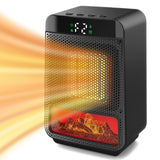 Mini Electric Fireplace Heater for Indoor Use,1500W Small Space Fireplace Heater with 3D LED Flame,Safety Protection,Portable Desktop Fireplace Heater for Office Home Christmas Decoration(Black) Cuteqi