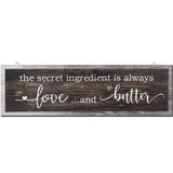 Jetec The Secret Ingredient Is Always Love and Butter Sign Funny Wood Kitchen Sign Funny Farmhouse Wall Decor Rustic Kitchen Wall Decoration, 15.7 x 4.7 Inch(Brown) Jetec