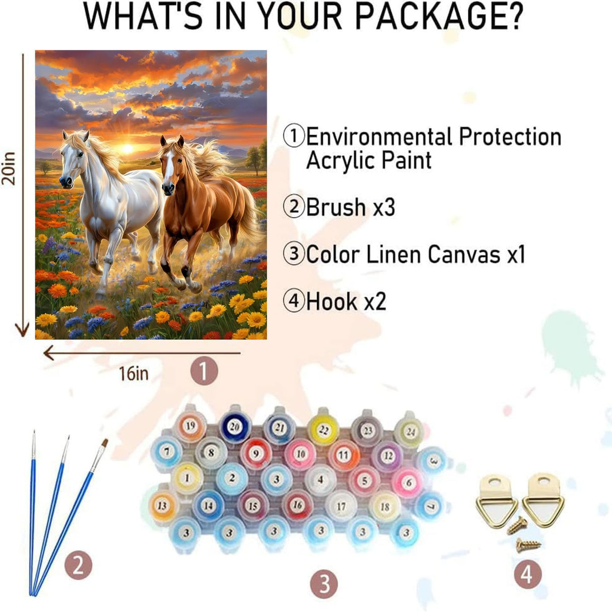 cviokrdu Horse Paint by Numbers for Adults-Horse Paint by Number on Canvas Without Frame, DIY Animal Oil Painting for Gift Home Wall Decor (16x20inch) cviokrdu