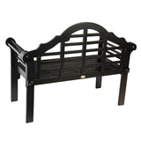 Plow & Hearth Weatherproof Lutyens Eucalyptus Wood Garden Bench | Foldable Patio Bench | Outdoor Furniture Seating for Porch Park Deck | Black Plow & Hearth