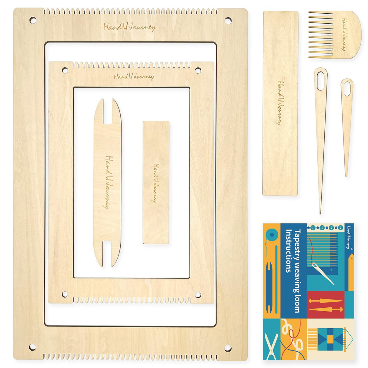 Hand U Journey Rectangle Weaving Loom Kit - 2 Sets with Weaving Needles and Tools, Perfect for Beginners and Weaving Enthusiasts, 11''x16.5'' and 7.8''x11.7'' Large Sizes HAND U JOURNEY