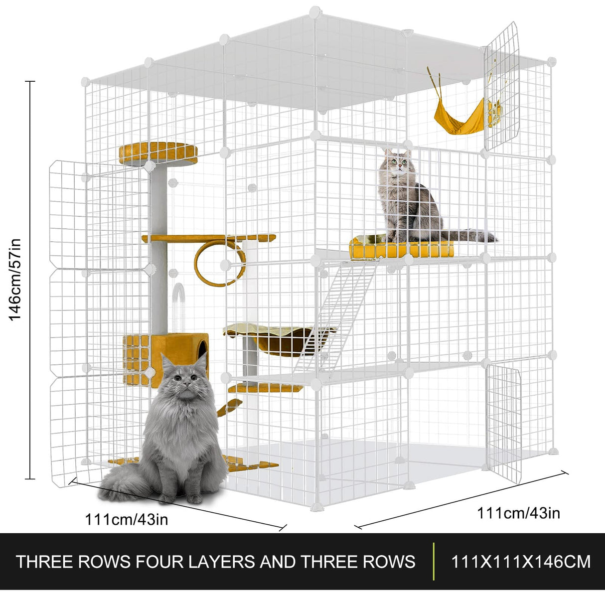 Large Cat Cage,Cat Cage Enclosure Indoor DIY Cat Playpen Detachable Metal Wire Kennels Crate Large Exercise Place Ideal, for 1-4 Cats,Ferret, Chinchilla, Rabbit, Small Animals Generic