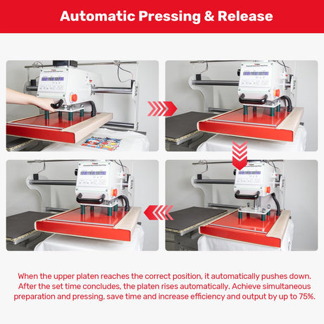 InkSonic 16"x24" Pneumatic Heat Press - 40x60cm Large Format, Sliding Dual Platen | Commercial T-Shirt Press for Sublimation, DTF, HTV | Movable Stand, Infrared Positioning RocRow
