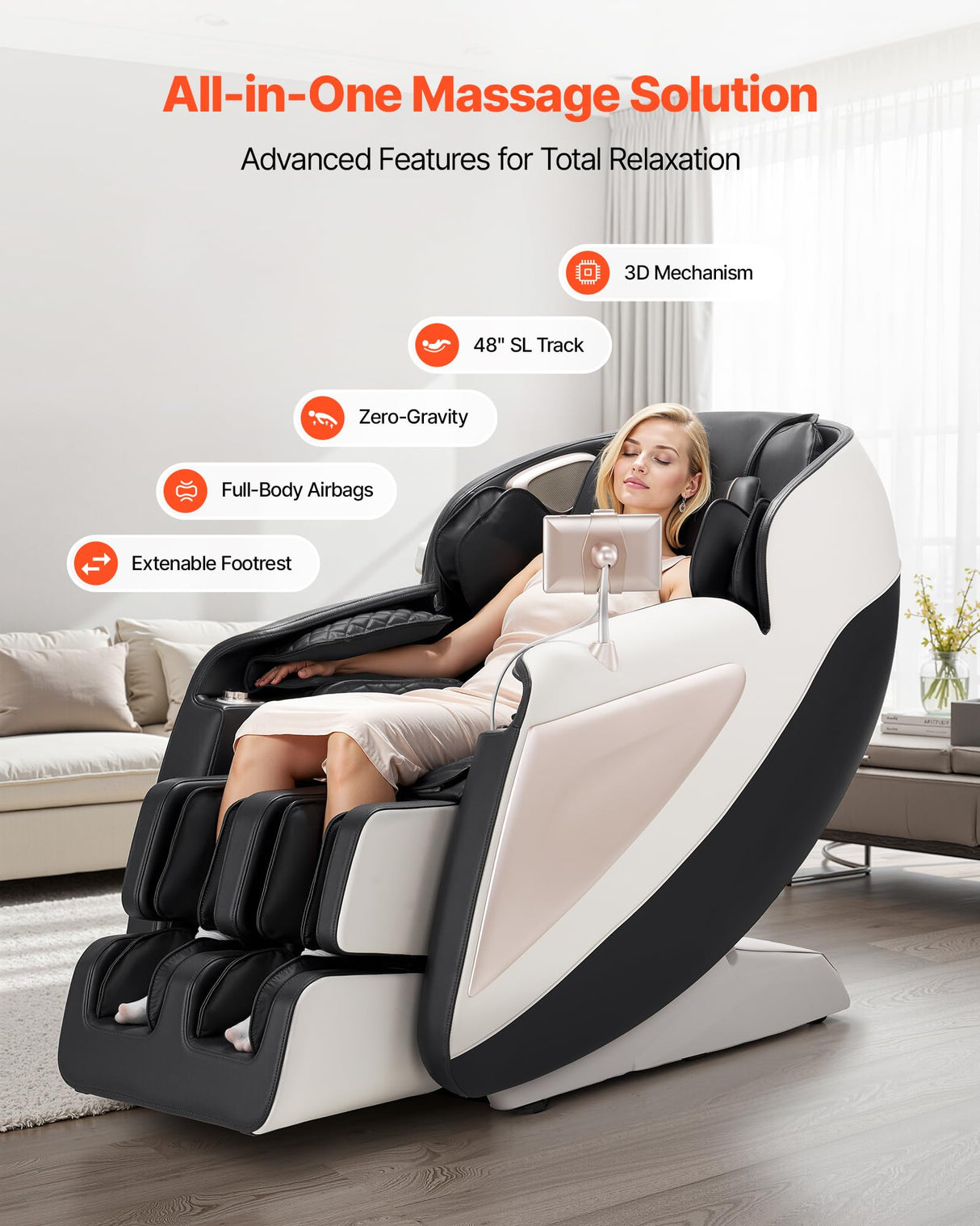 VEVOR Full Body Massage Chair, 3D Zero Gravity Recliner with SL Track, 18 Auto Modes, Heat, Foot Rollers, Armrest Control, LCD Display, 36 Airbags, Retractable Footrest VEVOR