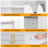 MetalMax Kitchen Pantry Storage Cabinets, 75" Tall Metal Storage Cabinet with Doors and 4 Shelves, White Pantry Cabinet, Utility Kitchen Cupboard, Large Steel Cabinets for Dining, Office, Living Room MetalMax