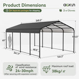 Aoxun 12x20 FT Metal Carport, Heavy Duty Carport Canopy with Galvanized Steel Roof & Frame, 12'W x 20'D x 8.8'H Metal Garage Building Car Ports Shed for Car, Boat, Pickup and Tractors Aoxun
