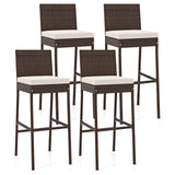 Toolsempire Outdoor Wicker Barstools, Patio Rattan Barstool Set of 4 with Cushion, Footrest & Heavy-Duty Metal Frame, Outdoor Bar Height Chair for Backyard & Balcony Toolsempire