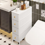 Fixwal Narrow Storage Cabinet, Dresser with 4 Drawers, Slim Fabric Dresser Storage Tower for Small Spaces, White Dresser with Steel Frame, Wood Top, for Bedroom, Bathroom, Living Room, Laundry, Closet Fixwal