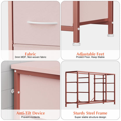 Pink Dresser for Bedroom, Modern Dresser with 10 Drawers, 55 Inch Tv Stand Dressers with Power Outlet, Storage Unit Organizer Chest of Drawers for Closet, Kid Room, Dressers Cupboard for Bedroom