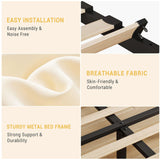 GarveeHome King Size Bed Frame with Adjustable Headboard, Velvet Upholstered Tufted King Platform Bedframe with Strong Wooden Slats, Mattress Foundation, No Box Spring Needed,Easy Assembly,Beige/Cream GarveeHome