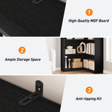 IDEALHOUSE Corner Bookshelf 72.8in Farmhouse Bookcase Large Bookshelf Wood Bookcase Tall 5 Tier Corner Shelf L Shaped Bookshelfs Storage Display Rack Living Room Bedroom (Black Full Panel) IDEALHOUSE