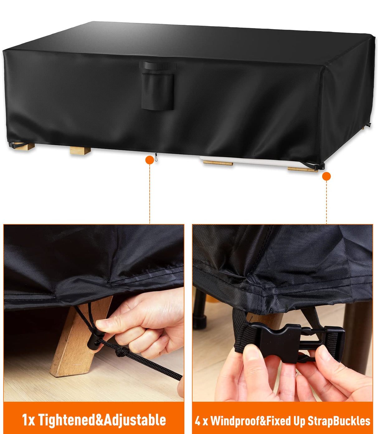 Ruimoy Patio Furniture Covers, Outdoor Furniture Cover Waterproof, General Purpose, Outside Table and Chair Covers, Heavy Duty 600D (108 Inch L x 82 Inch W x 27.9 Inch H) Ruimoy