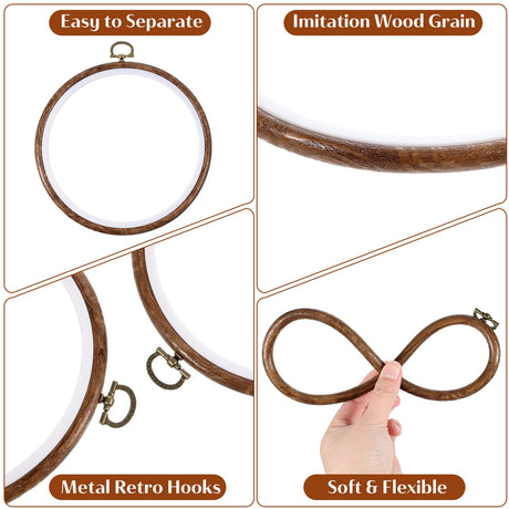 JIYIN 2 Pcs 7.1inch Round Embroidery Hoop, Imitated Wood Embroidery Hoop Frame Cross Stitch Hoops Embroidery Frame for Art Craft Sewing and Hanging Ornaments Decor Display JIYIN